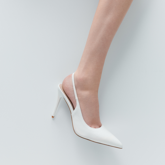 Charlize Pump White High-Shine Leather - Lana Wilkinson