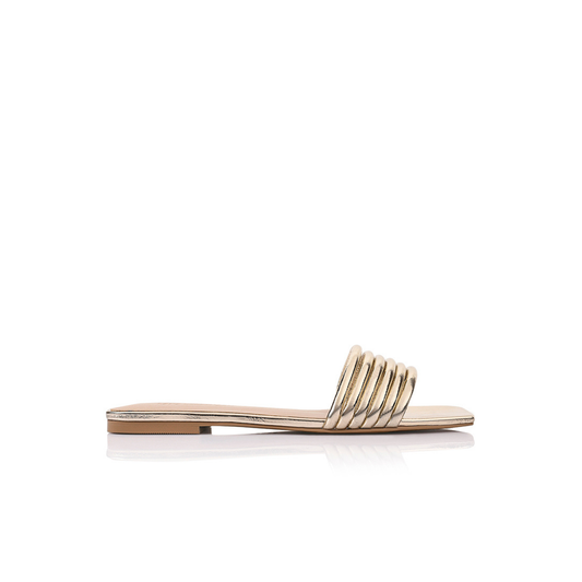 Cami Flat Gold Metallic Leather - Lana Wilkinson