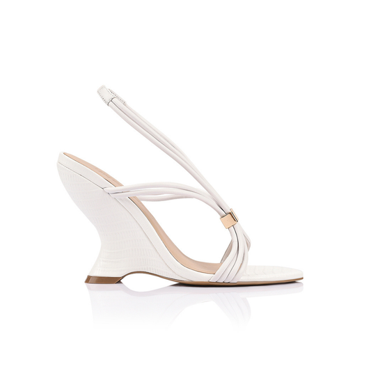 Regina Wedge White Leather - Lana Wilkinson