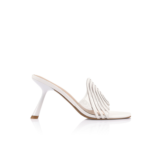 Farrah Mule Vinylite & White Patent Leather - Lana Wilkinson