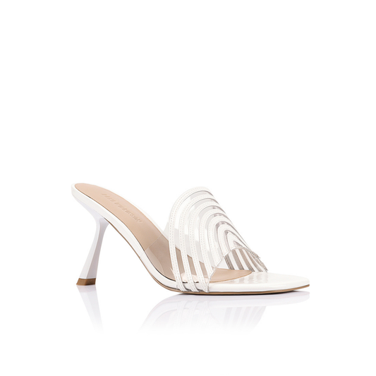Farrah Mule Vinylite & White Patent Leather - Lana Wilkinson
