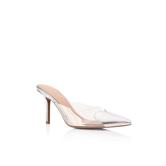 Raquel Mule Vinylite & Silver Patent - Lana Wilkinson