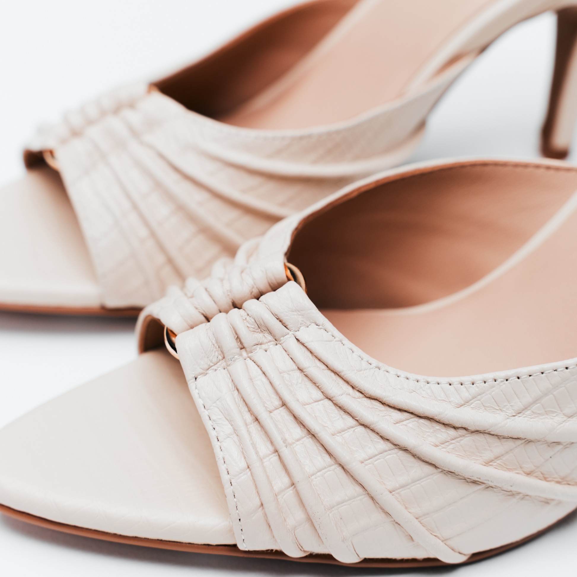 Carrie Mule Ivory Lizard-Embossed Leather - Lana Wilkinson