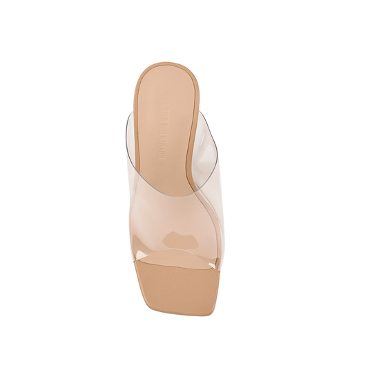 Bridget Mule Vinylite & Beige Leather - Lana Wilkinson