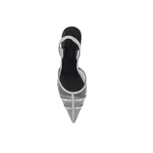 Jade Pump Grey Mesh & Lizard-Embossed Leather - Lana Wilkinson