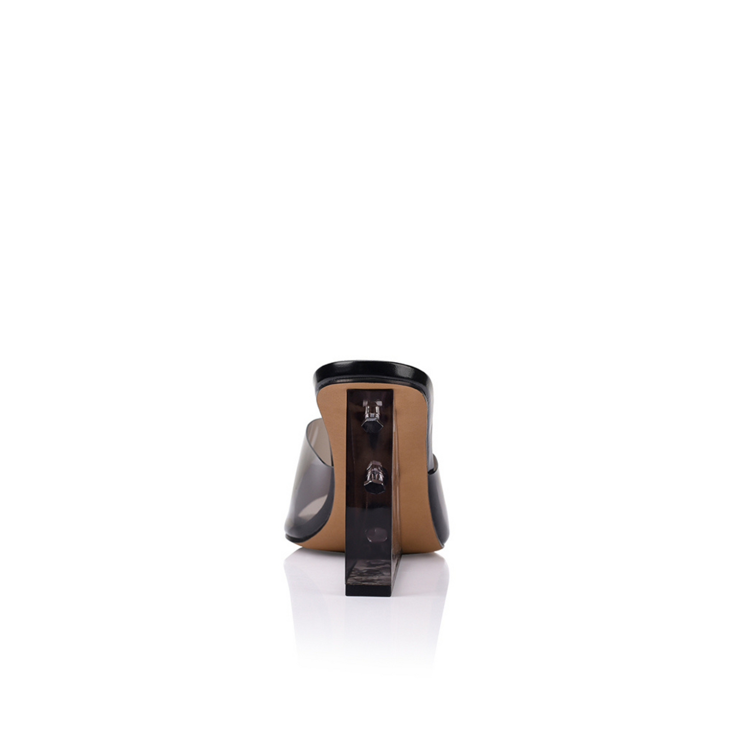 Sara Wedge Lucite Black Leather - Lana Wilkinson