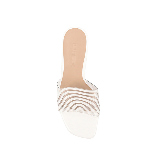 Farrah Mule Vinylite & White Patent Leather - Lana Wilkinson