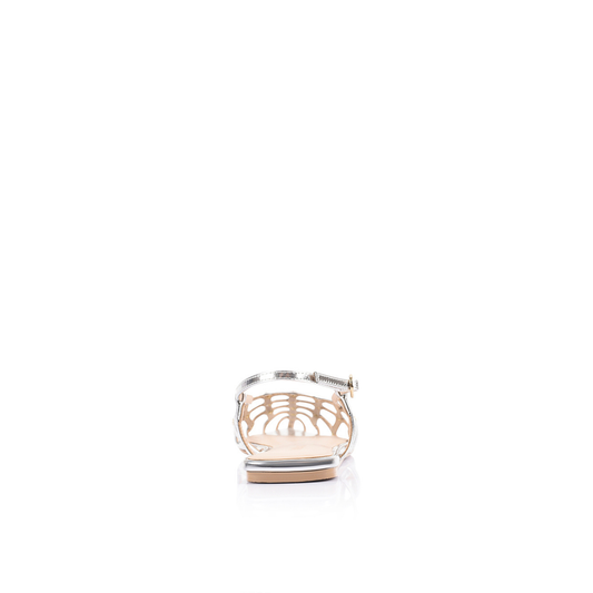 Mary Caged Flat Slingback Silver - Lana Wilkinson