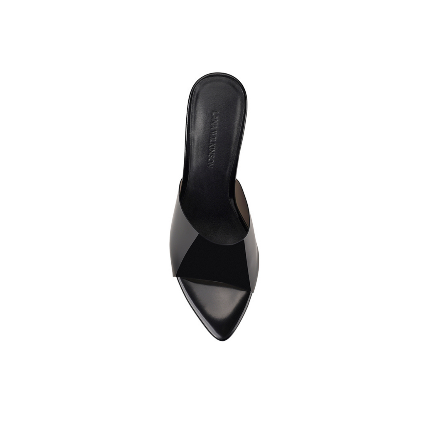 Sara Wedge Lucite Black Leather - Lana Wilkinson