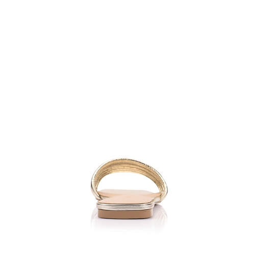 Cami Flat Gold Metallic Leather - Lana Wilkinson
