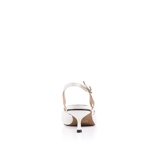 Jamie Pump White Croc-Embossed Leather & Mesh - Lana Wilkinson