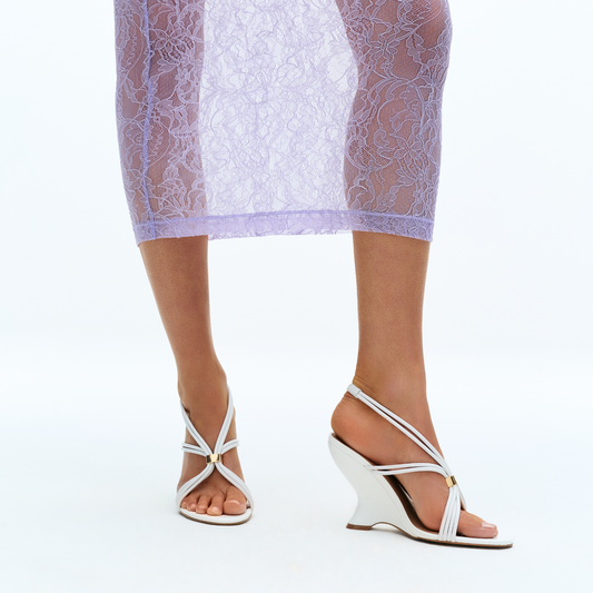 Regina Wedge White Leather - Lana Wilkinson