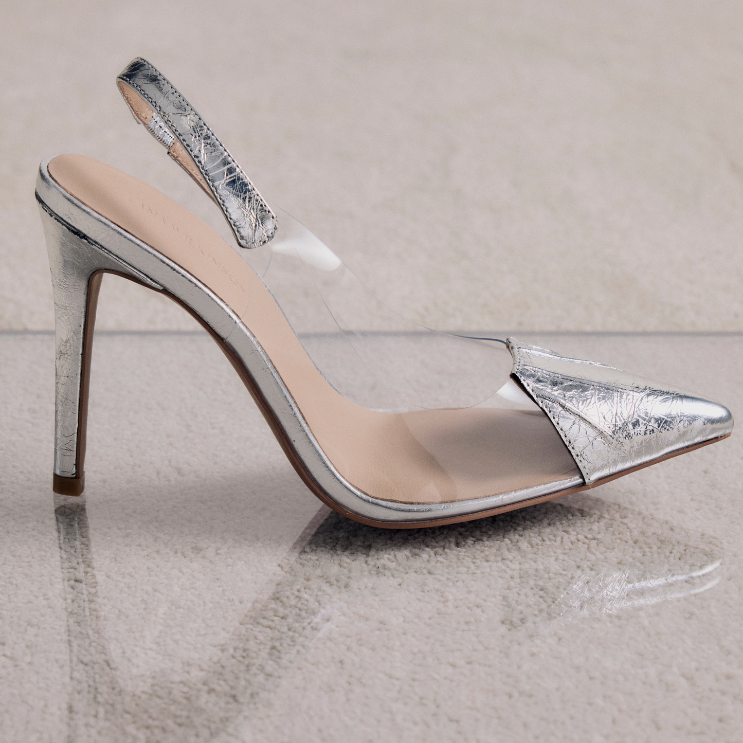 Romy Pump Vinylite Silver Metallic Patent - Lana Wilkinson