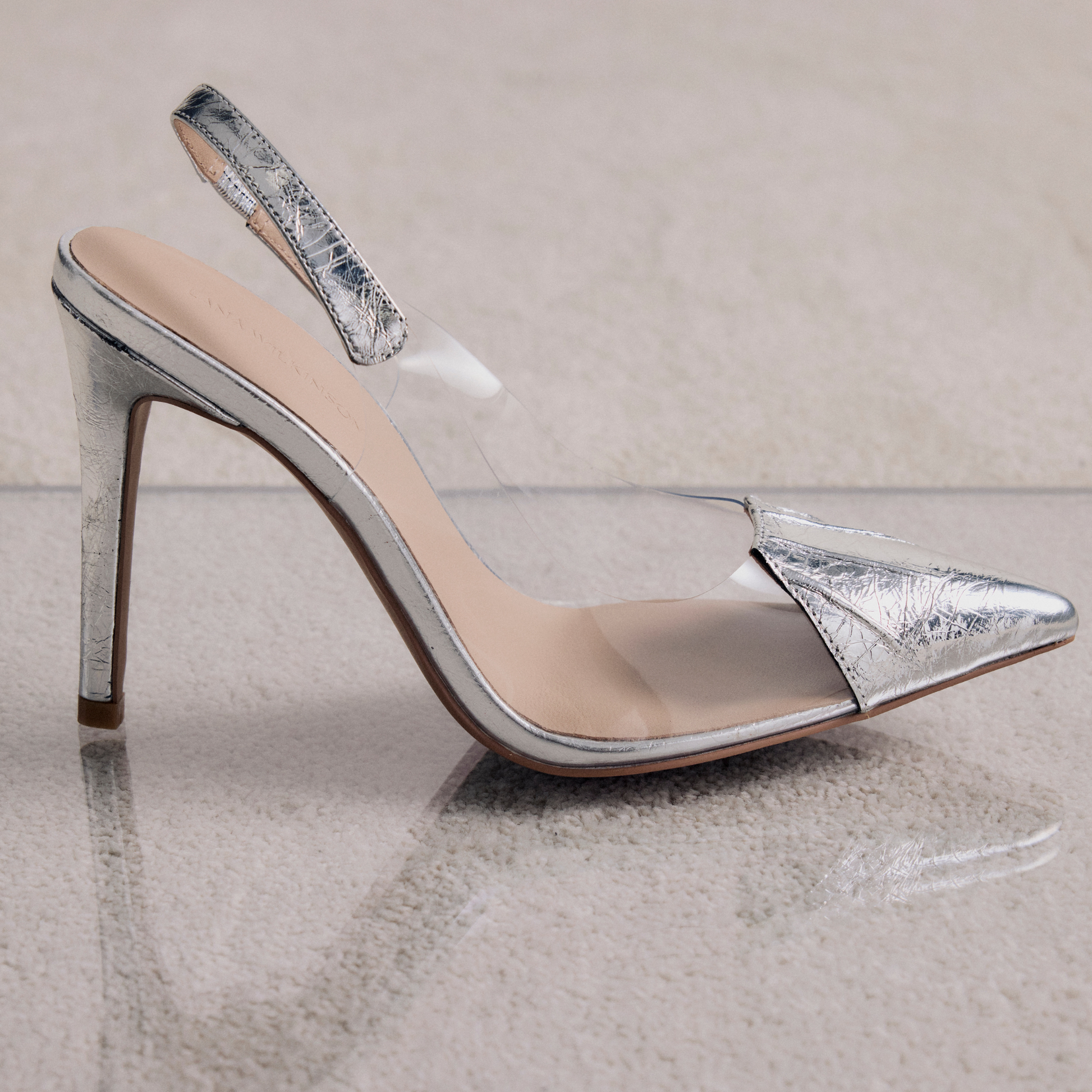 Romy Pump Vinylite Silver Metallic Patent - Lana Wilkinson