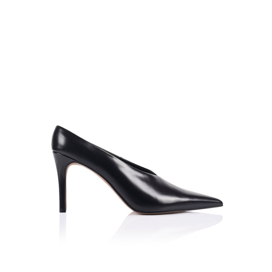 Ariana Pump Black High-Shine Leather - Lana Wilkinson