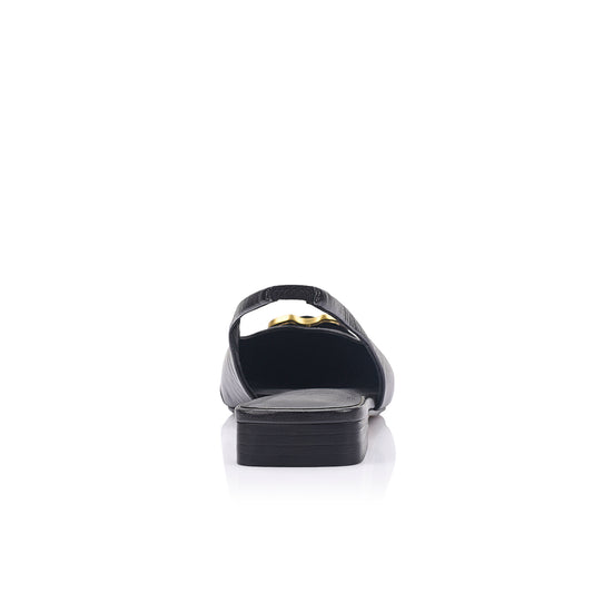 Alison Flat Black Leather - Lana Wilkinson