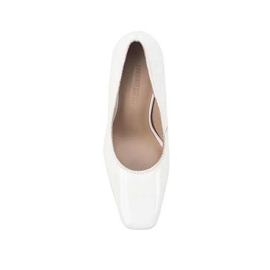 Anthea Pump White Patent Leather - Lana Wilkinson