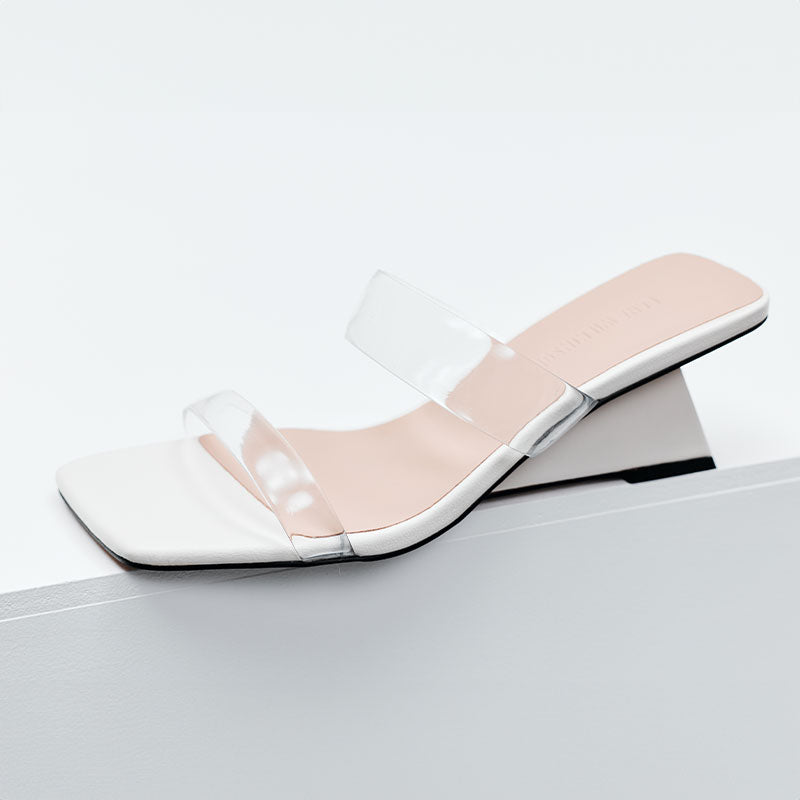 Bambi Wedge Ivory Leather - Lana Wilkinson