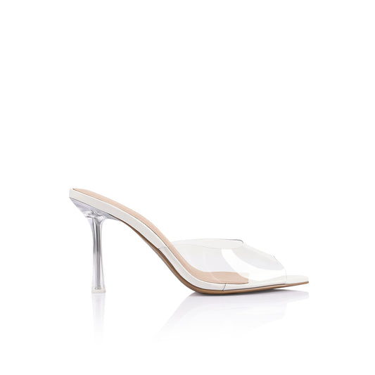 Beth Mule White Hi-Shine Leather & Vinylite - Lana Wilkinson