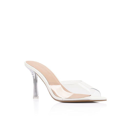 Beth Mule White Hi-Shine Leather & Vinylite - Lana Wilkinson