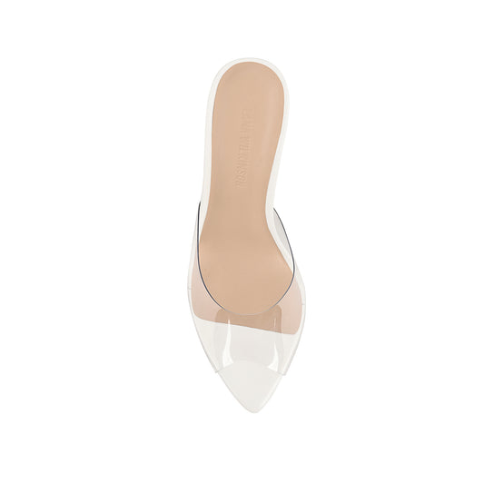Beth Mule White Hi-Shine Leather & Vinylite - Lana Wilkinson
