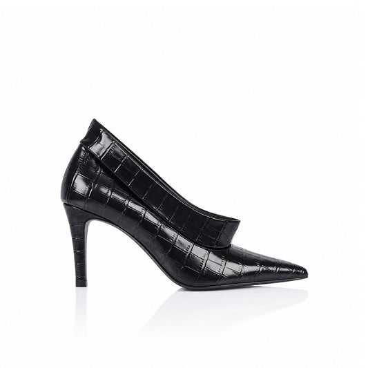 Alexis Boot Black Croc-Embossed Leather - Lana Wilkinson