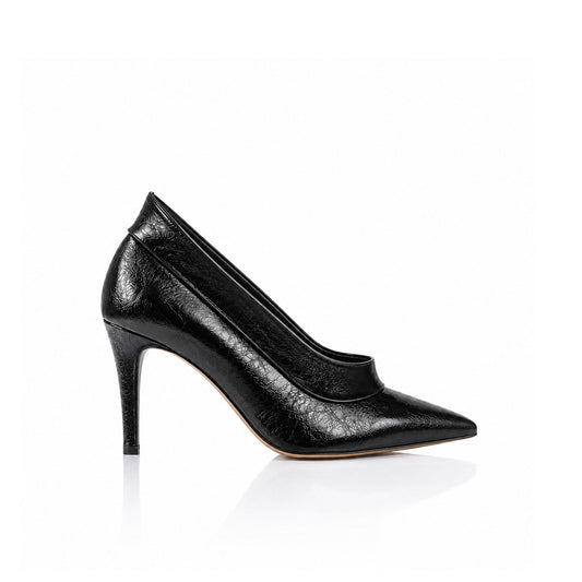 Alexis Boot Black Crinkle Leather - Lana Wilkinson