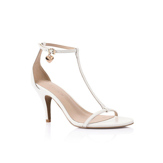 Harriet Sandal White Hi-Shine Leather - Lana Wilkinson