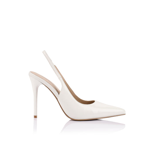 Charlize Pump White High-Shine Leather - Lana Wilkinson