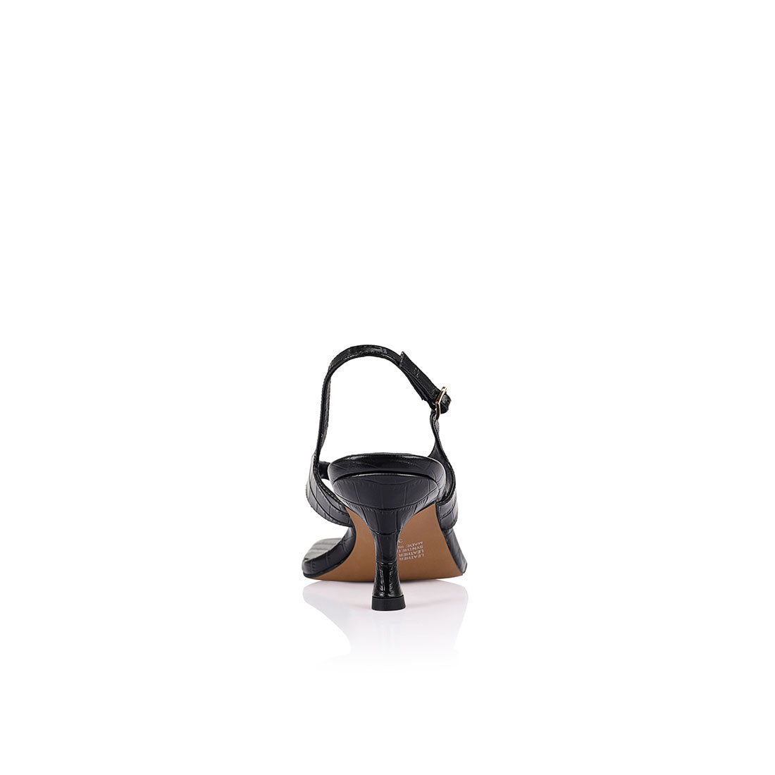 Christina Sandal Black Croc Embossed - Lana Wilkinson