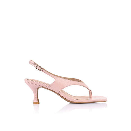 Christina Sandal Blush Croc Embossed - Lana Wilkinson