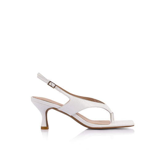 Christina Sandal Ivory Croc Embossed - Lana Wilkinson