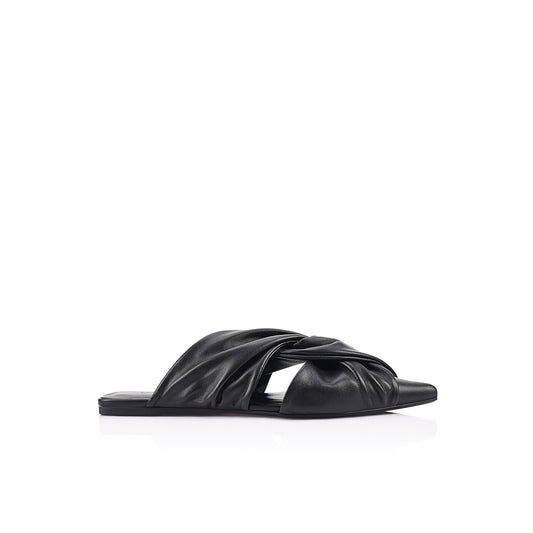 Eva Flat Black Leather - Lana Wilkinson