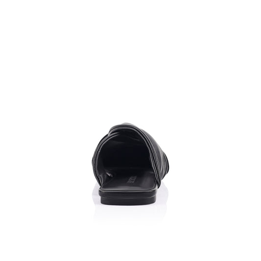 Eva Flat Black Leather - Lana Wilkinson