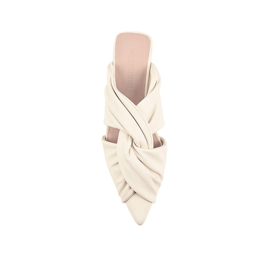 Eva Flat Ivory Leather - Lana Wilkinson