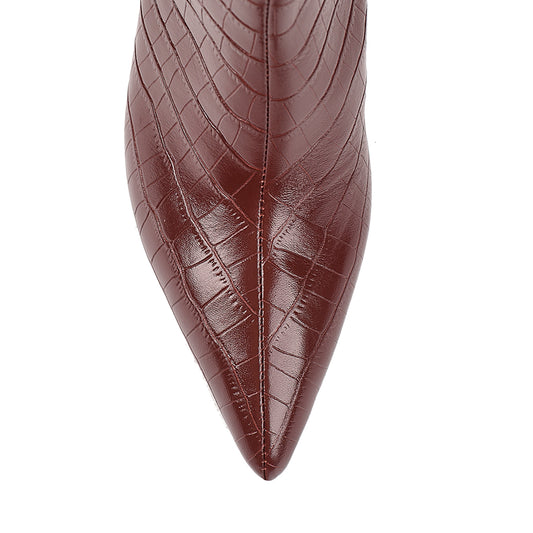 Huw Boot Wine Croc-Embossed Leather - Lana Wilkinson