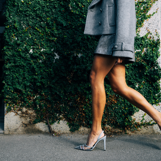 Jade Pump Grey Mesh & Lizard-Embossed Leather - Lana Wilkinson