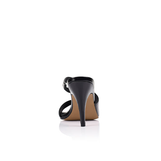 Kelis Sandal Black Crinkle Leather - Lana Wilkinson