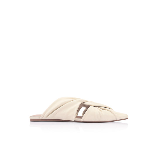 Eva Flat Ivory Leather - Lana Wilkinson