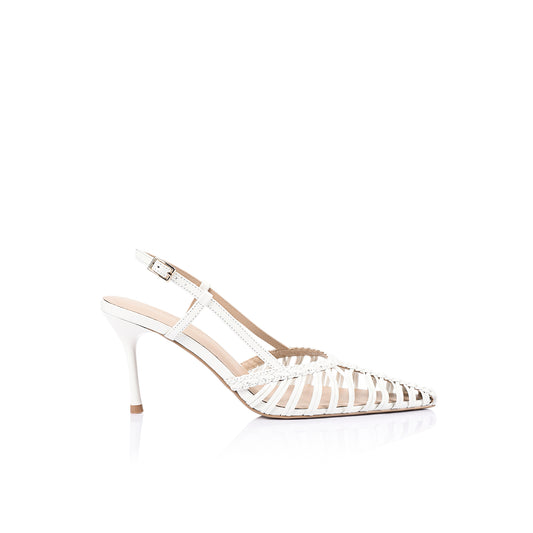 Myrtle Pump White Braided Leather - Lana Wilkinson
