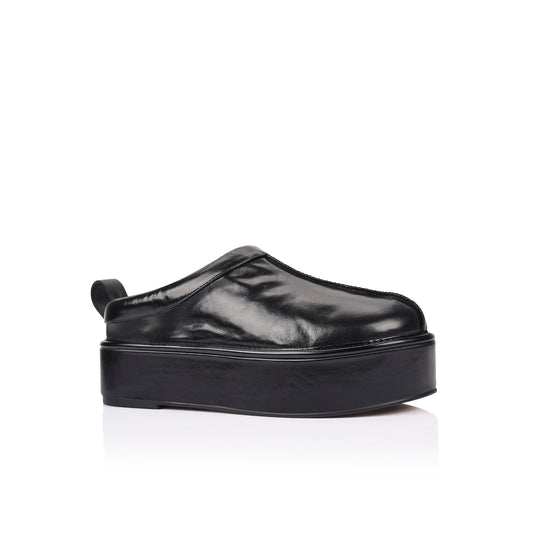 Lola Platform Black Patina Leather - Lana Wilkinson