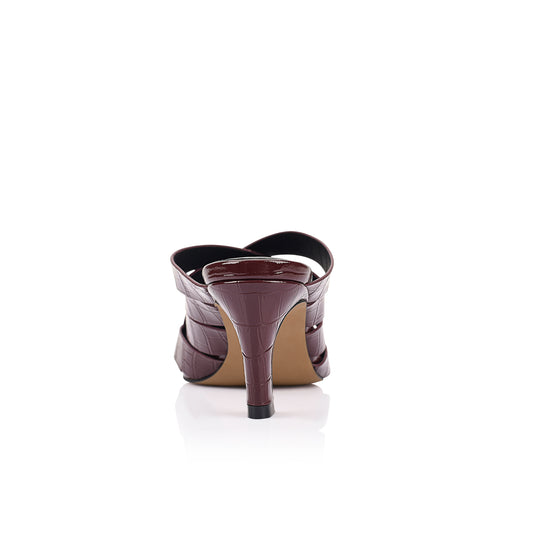 Bronwyn Mule Cherry Croc Leather - Lana Wilkinson