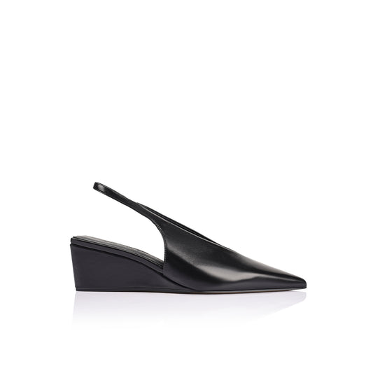 Ayvie Wedge Black Patina Leather - Lana Wilkinson