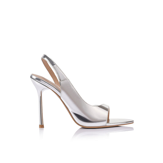 Gabby Heel Silver Metallic Patent Leather - Lana Wilkinson