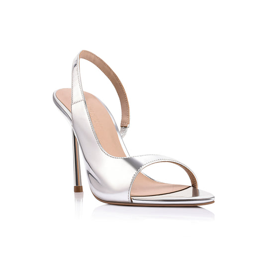 Gabby Heel Silver Metallic Patent Leather - Lana Wilkinson