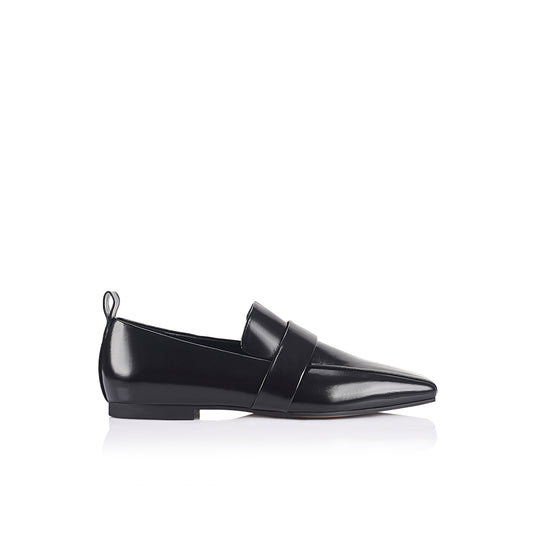 Lora Loafer Black High-Shine Leather - Lana Wilkinson