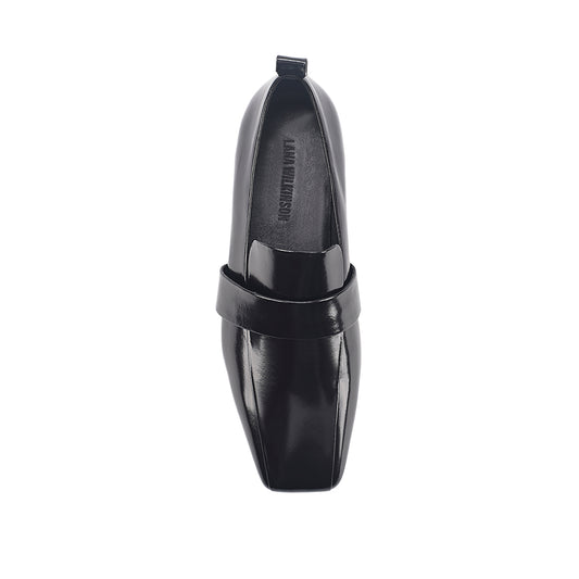 Lora Loafer Black High-Shine Leather - Lana Wilkinson