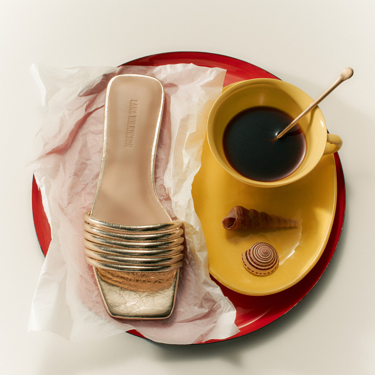 Cami Flat Gold Metallic Leather - Lana Wilkinson