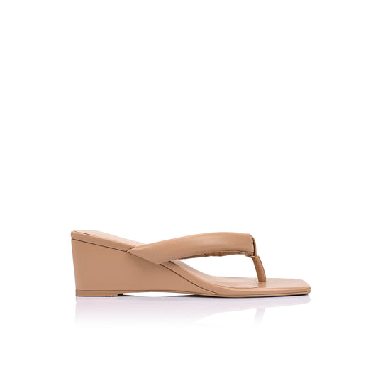 Mandy Wedge Beige Leather - Lana Wilkinson Official