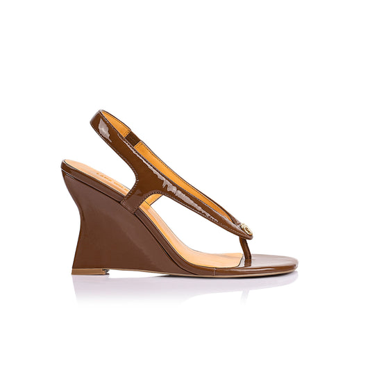 Martine Wedge Caramel Leather - Lana Wilkinson